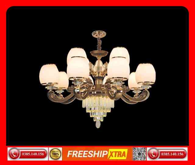 Đèn chùm cao cấp chao đá ngọc trai C-79