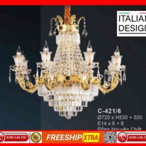 Đèn Chùm đồng nguyên chất mạ vàng cao cấp C-421