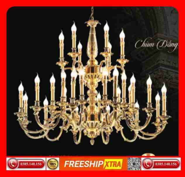 Đèn chùm treo tường nến đồng nguyên chất cao cấp CD-329 - Ảnh 12