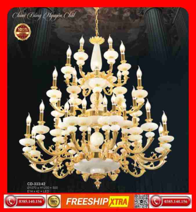 Đèn chùm treo tường nến đồng nguyên chất cao cấp CD-329 - Ảnh 16