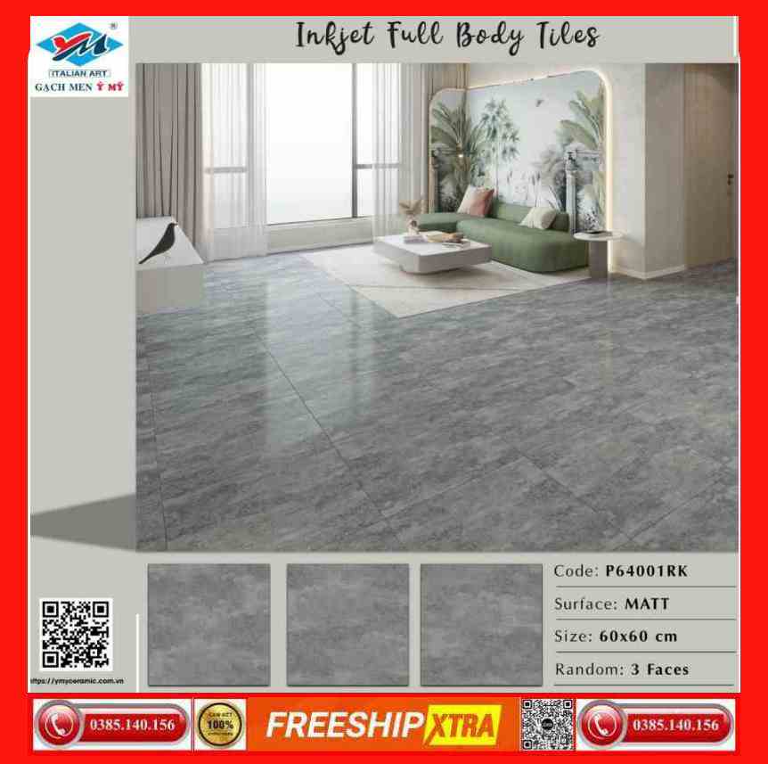 Gạch 60x60 Ý Mỹ Columbuscera-P64001RK đá mờ