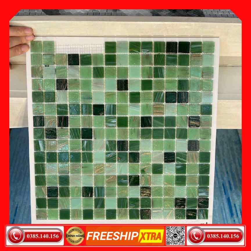 Gạch Mosaic thuỷ tinh MSTT033 màu xanh