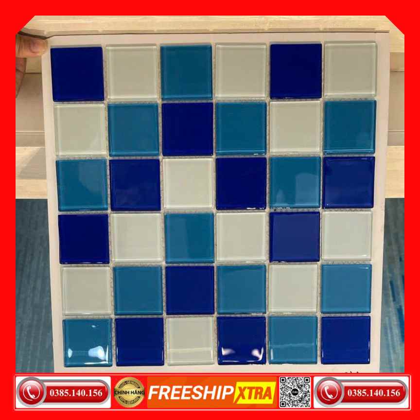 Gạch Mosaic thuỷ tinh MST48059 xanh hồ bơi