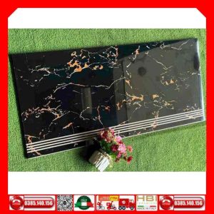 Gạch lát cầu thang VINCT033 Đen vân vàng cam