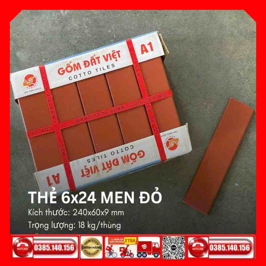 Gạch Mosaic gốm 6x24 VIN62402 đỏ