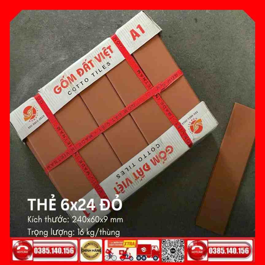 Gạch Mosaic gốm 6x24 VIN62405 màu đỏ